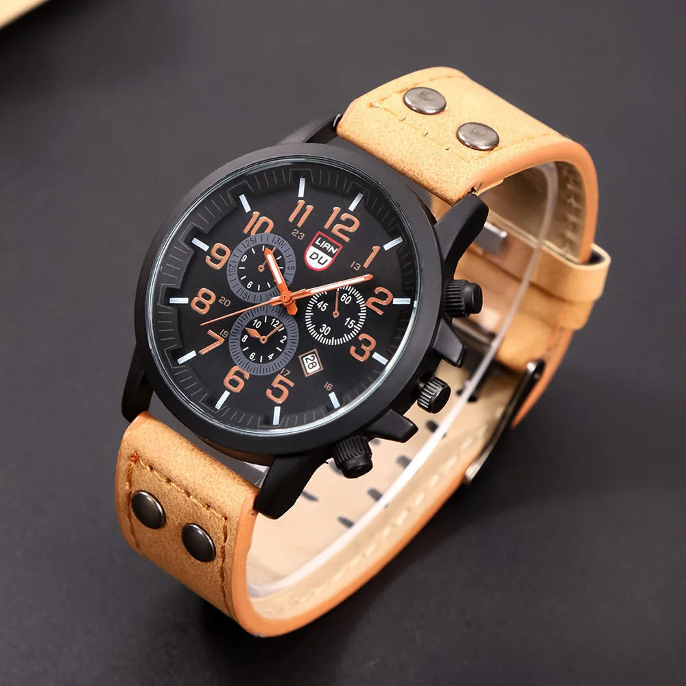 4 Pcs/Set Calendar Fashion Business Casual Quartz Watches for Men's Party or as a perfect gift for men.