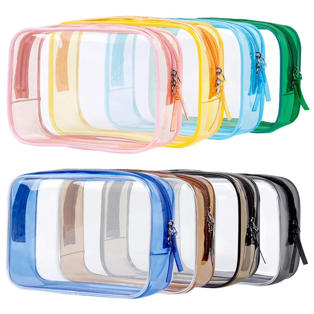 Travel Storage Bag Cosmetic Bags PVC Waterproof Transparent Cases Large Capacity Plastic Zipper Wash Bag Portable Make Up Pounch
