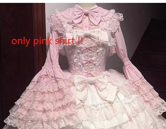 Original Design Lolita Jsk Suspender Dress Sweet Girl Women's Long Sleeve Inner Shirt Cute Princess Sling Cake Dress with Cape