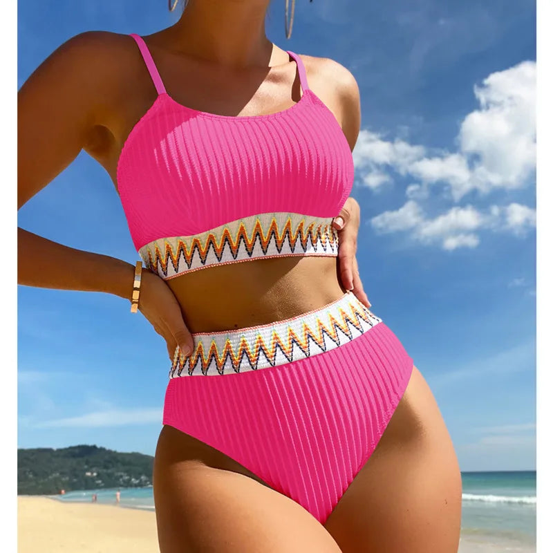 Sexy High Waist Bikinis 2025 Swimsuits Women's Swimwear Push Up Female Beach Swimming Wear Bathing Suits Bikini Set Pool Bather