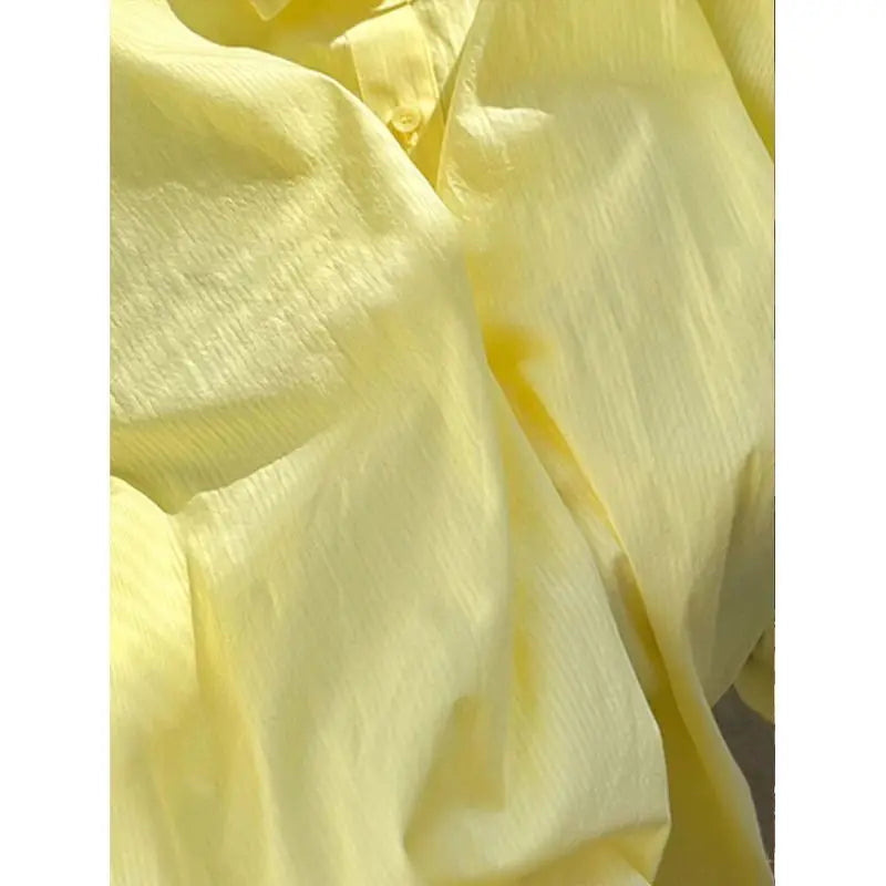 Ins Korean Milky Yellow Sun Protection Shirt Jacket Women's Autumn and Summer Loose Shirt Long-sleeved Top