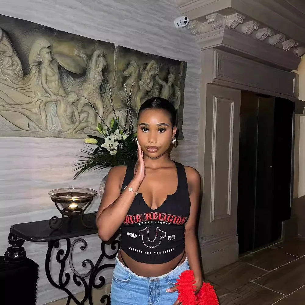 Sexy Graphic T Shirts Fashion Top Printed Sweatshirts Streetswear 2024 Summer Clothes Women Y2K Cropped Tank Tops Tees