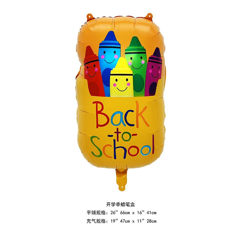 Back To School Student Stationery Bus Schoolbag Rubber Pencil Foil Balloon Babyshower Decoration Child Birthday Party Globos