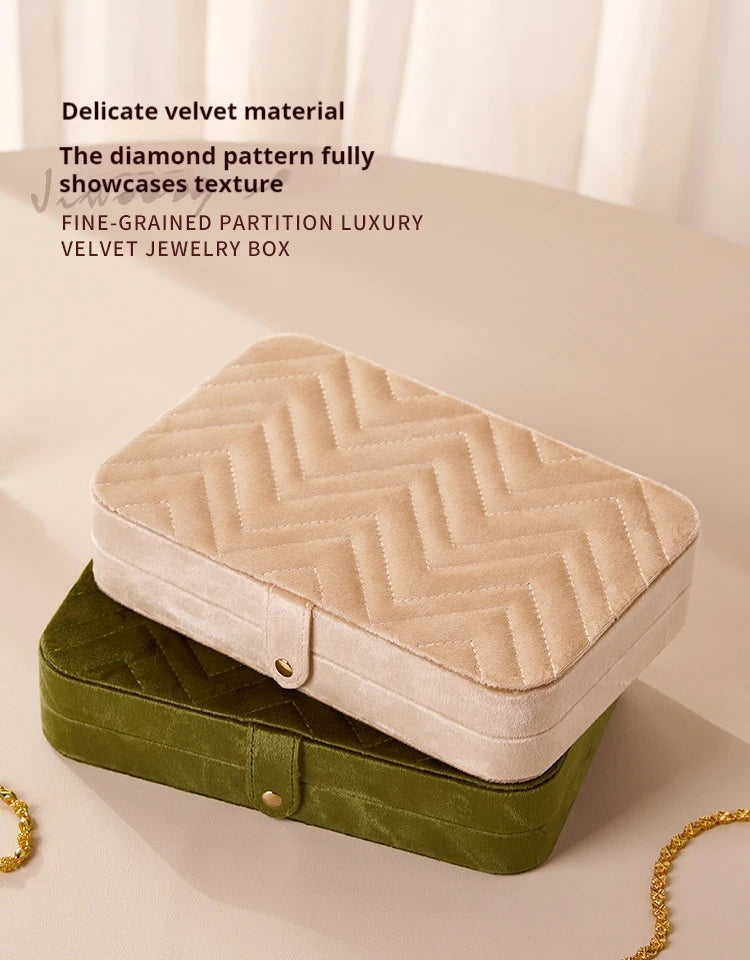 Flannel jewelry storage box Large capacity retro jewelry storage box Earrings Necklace storage box