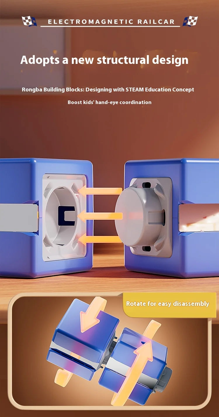 Magnetic Car STEM Racing Car Railtrack Set 2025 - Montessori Motorized Train & Gravity Maze Toy, Christmas Gift for Kids