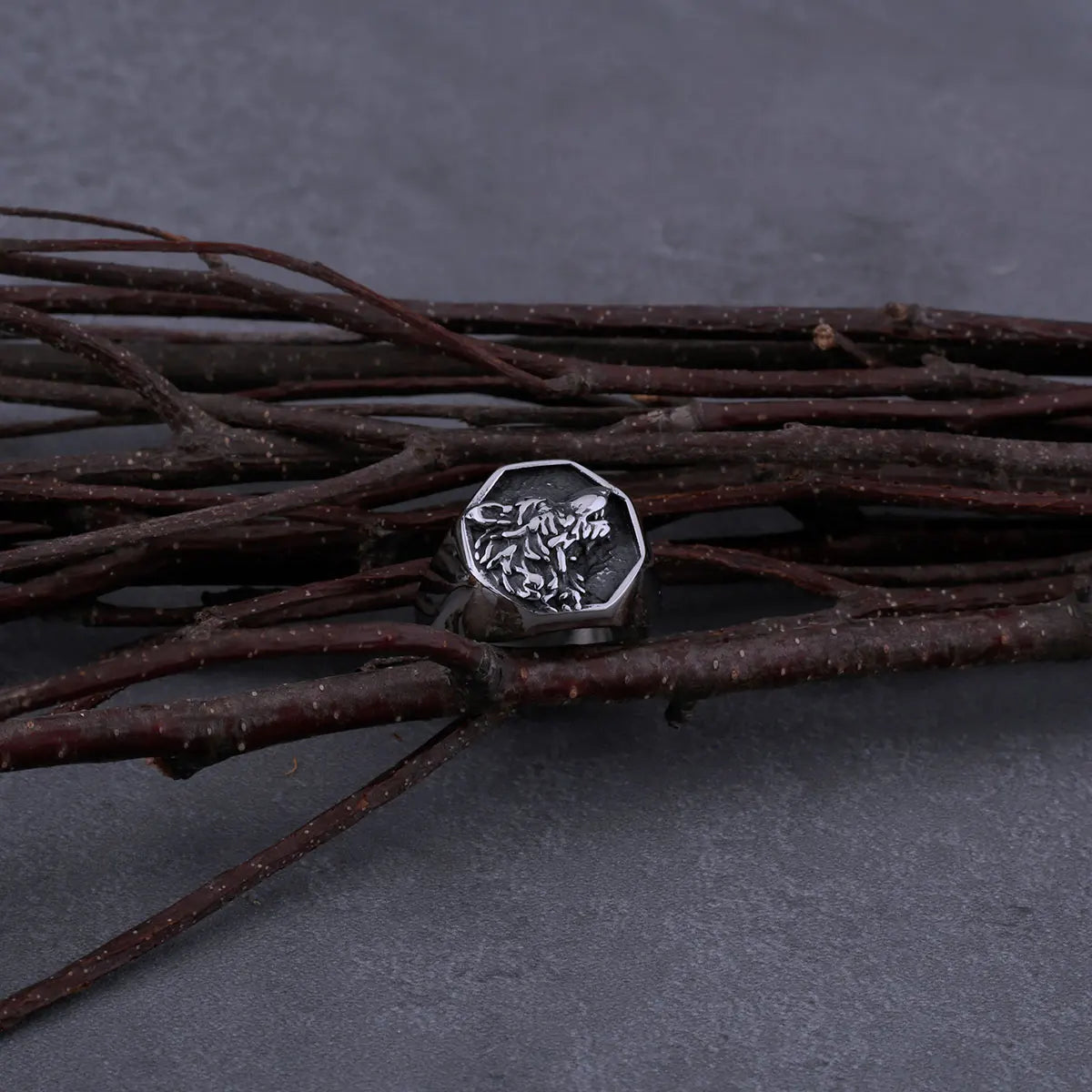 Stainless Steel Viking Fashion Wolf Head Ring Men's Freki Hip Hop Vintage Biker Boys Ring Scandinavian Jewelry Boyfriend Gift