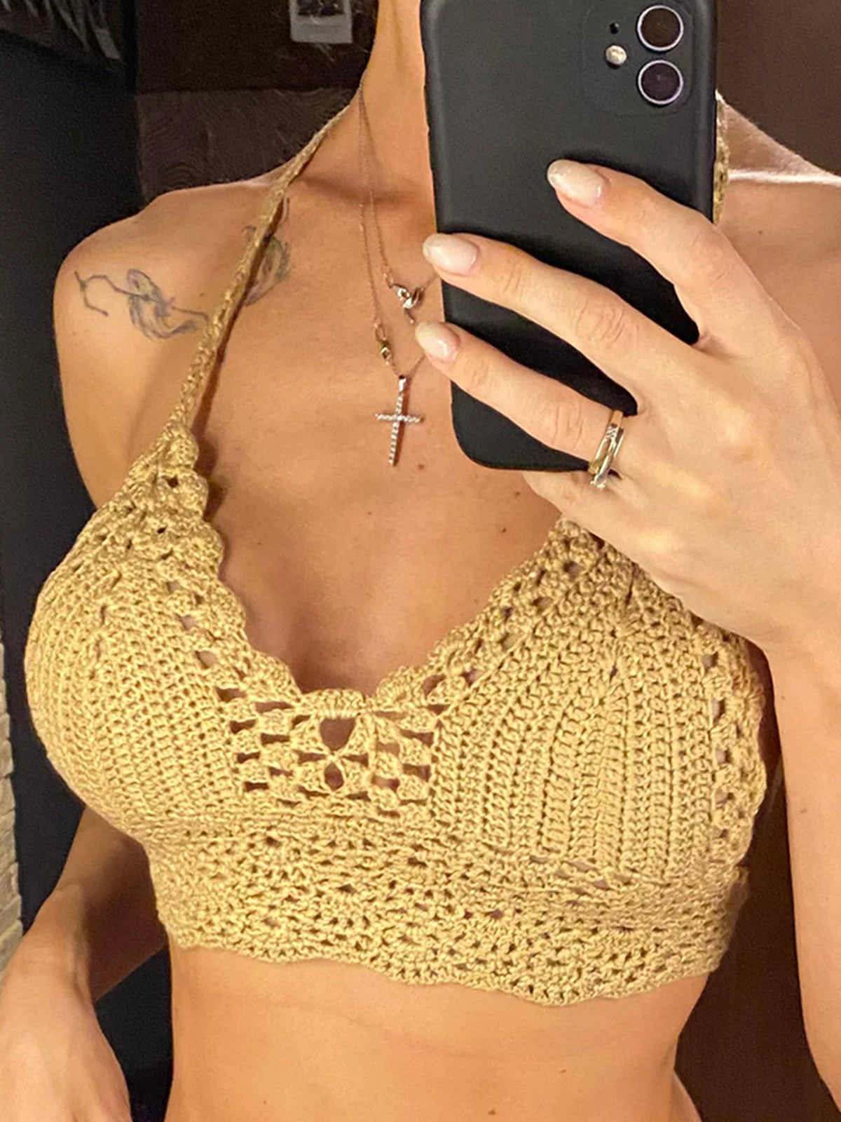 S - XL 9 Colors Crochet Knitted Bikini Top Female Swimsuit Women Swimwear Bather Bathing Suit Swim Hollow Out Beach Top V4193