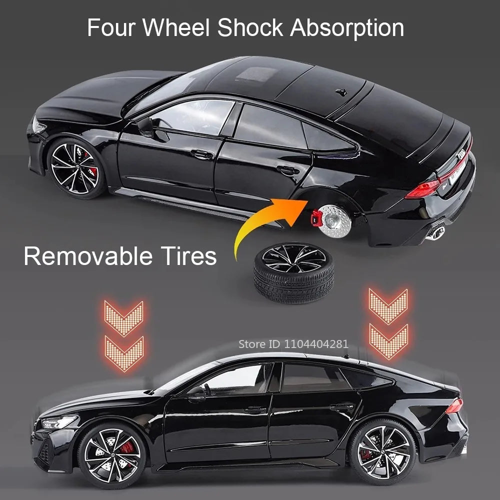 1:18 RS7 Range Rover Alloy Car Model Diecast Toy Sound Light 6 Doors Opened Shock Absorption Miniature Vehice Kid Christmas Gift