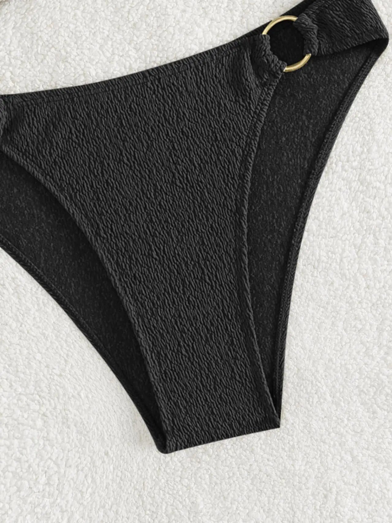 Sexy Bandeau Bikinis Sets Women Metal Ring Linked Push Up Micro Swimsuit 2025 Solid Bathing Suit Thong Swimwear Trajes De Baño