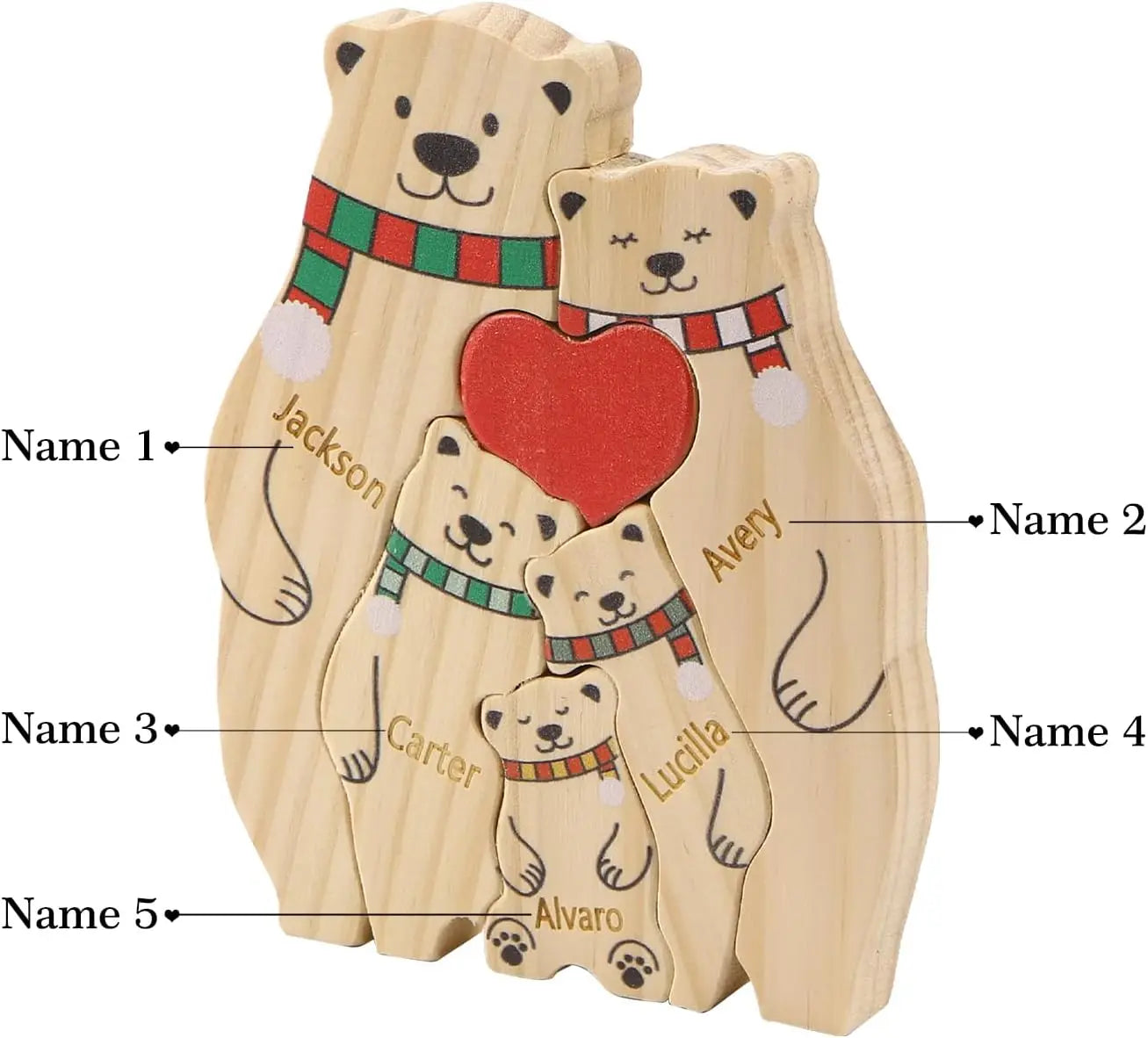 Wooden Bear Family Puzzle with Base Bear Family Decor Mom Gift, Weeding Anniversary Gift for Mom Dad, Christmas Gift for Parents