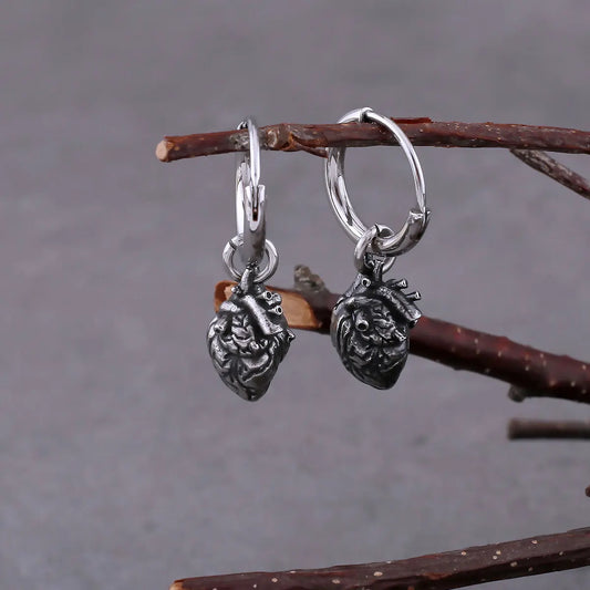 Hip Hop Heart Minimalist Drop Earrings For Men Punk Vintage Stainless Steel Earrings Simple Fashion Cool Boys Gift Daily Jewelry