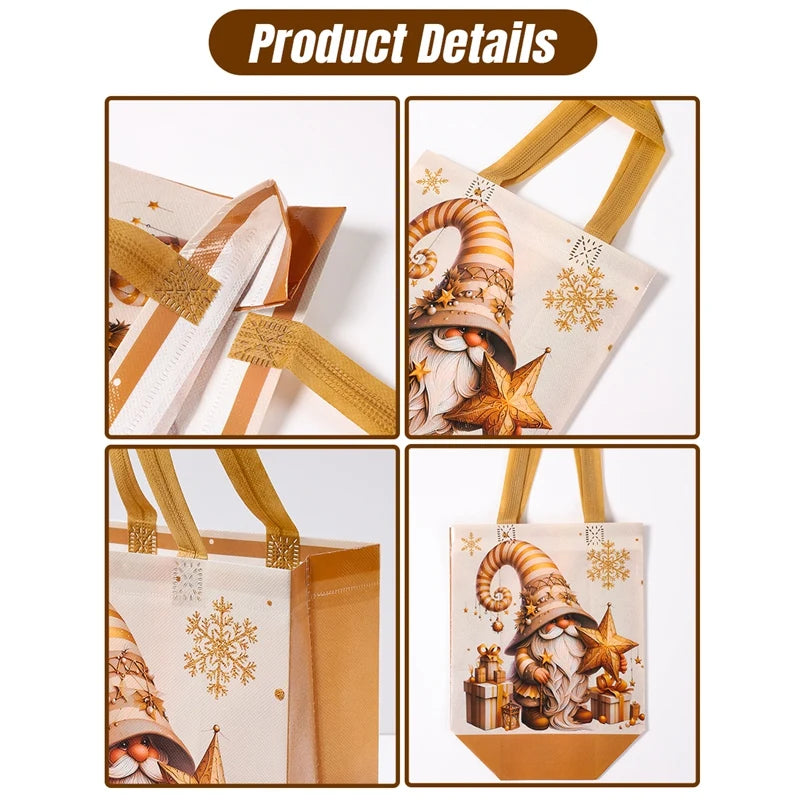 4pcs Christmas Gift Packaging Bags Dwarf Non-Woven Tote Bag with Handle 2025 Christmas Decoration For Home New Year Gift Bags