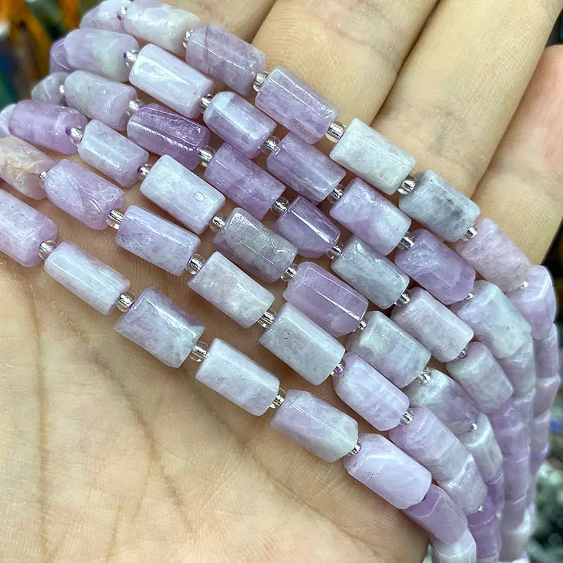 Natural Tourmaline Apatite Emerald Agates Amethysts Jades Cylinder Stone Spacer Beads for Jewelry Making DIY Bracelet 7.5inch