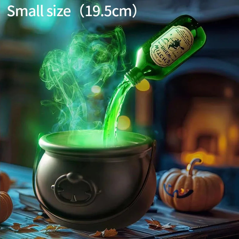 Halloween Witch Cauldron With LED Light & Fog Mist Maker Skeleton Decor for Spooky Hocus Pocus Party, Home, Halloween Party