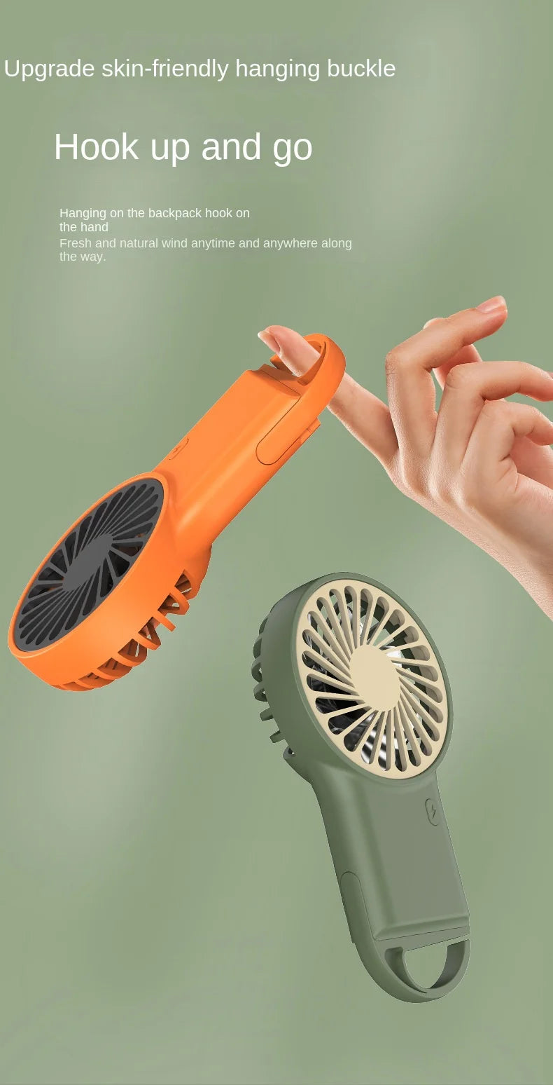 Cooling Electric Fan 3 Wind Speed Portable Pocket Fan For Travel Indoor Outdoor Usb Desktop Rechargeable Handheld Fan with Hook