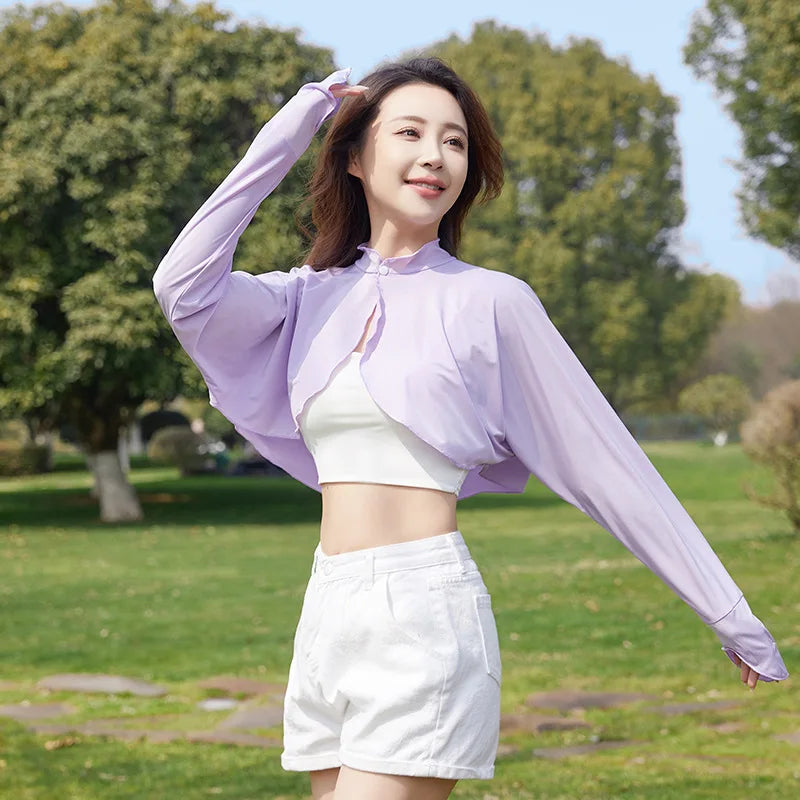 New sun protection shawl for women thin sun protection against UV cycling outdoor long-sleeved sun protection clothes