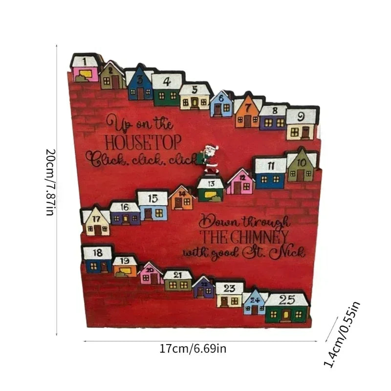 1/4pcs New Father Christmas Castle Countdown Advent Calendar Christmas Gift Wooden Calendar Ornament Decoration Stand
