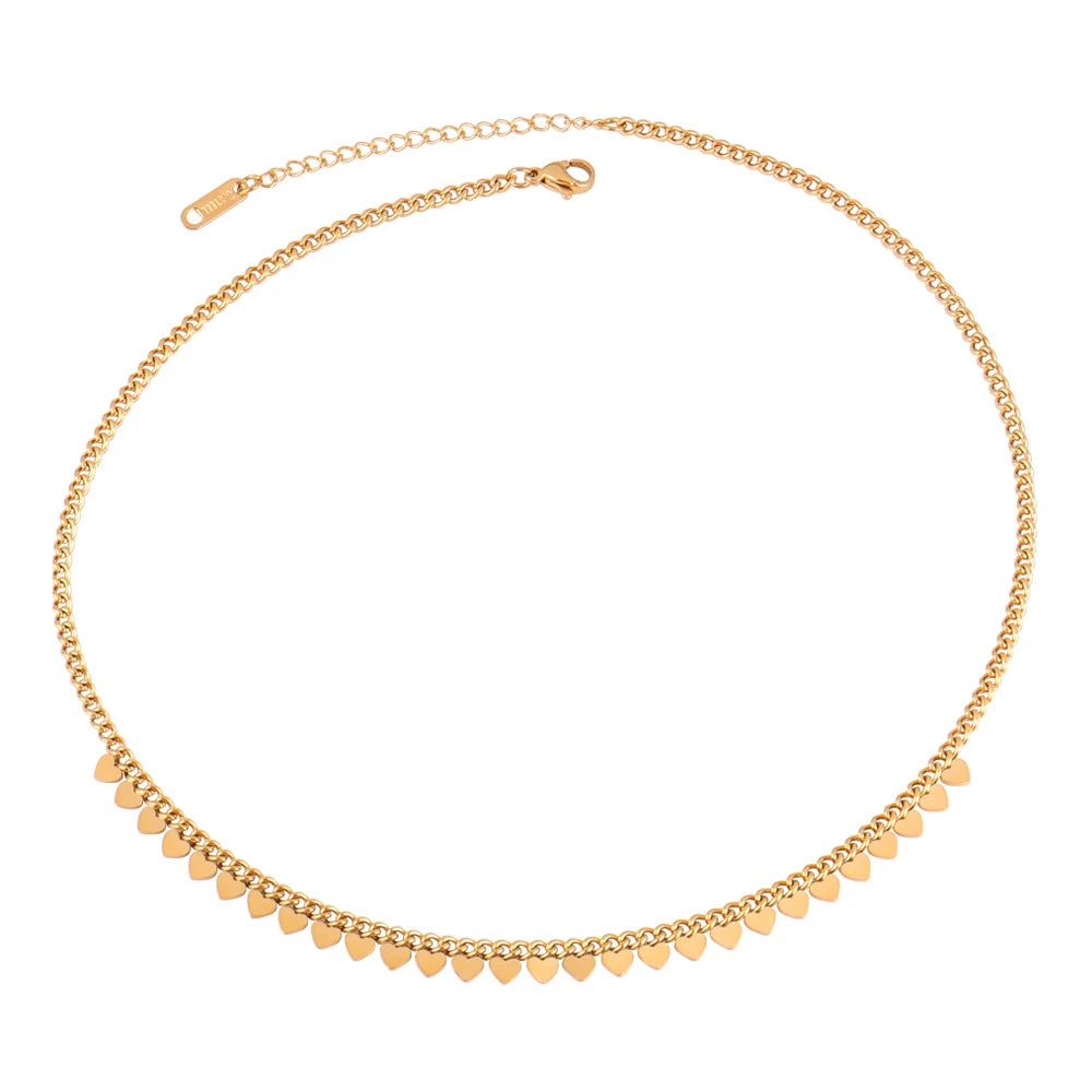 Trendy Stainless Steel Necklace For Women Gold Silver Color Round Geometric Pendant Necklace Choker Snake Chain Necklace Jewelry