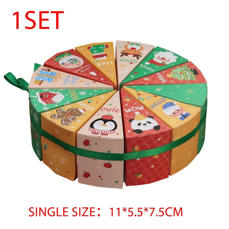 12pcs Christmas Candy Boxes Christmas Gift Packag Box Xmas Tree Hanging Pendent New Year Blind Boxes DIY Party Favors Decoration