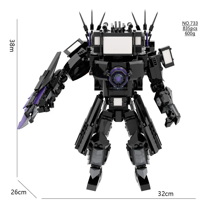 New Skibidi Toilet Titan Guitor Speaker Man Building Blocks Set With Battle-axe Creative DIY Bricks Toys For Boys Christmas Gift