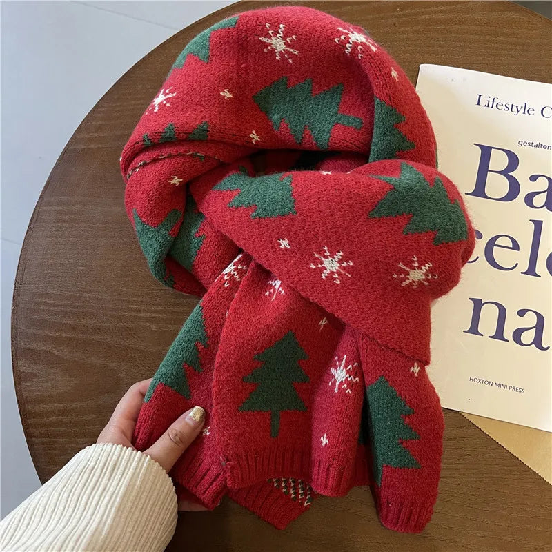 fashionable Christmas Tree scarf warm shawl Christmas scarf student couple Christmas gift 2026 Winter Warm Neck Protection Scarf