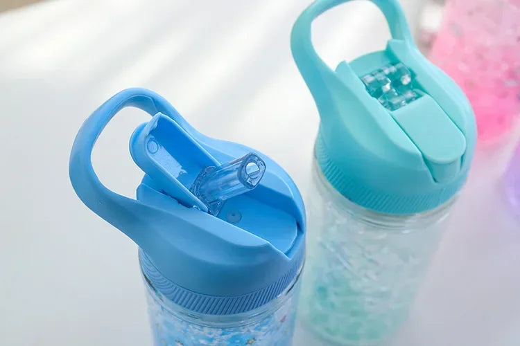 Stylish Double Straw Unicorn Ice Cup Summer Cold Drink Juice Coffee Water bottle Boy's Girl's Portable Plastic Cups Novelty Gift