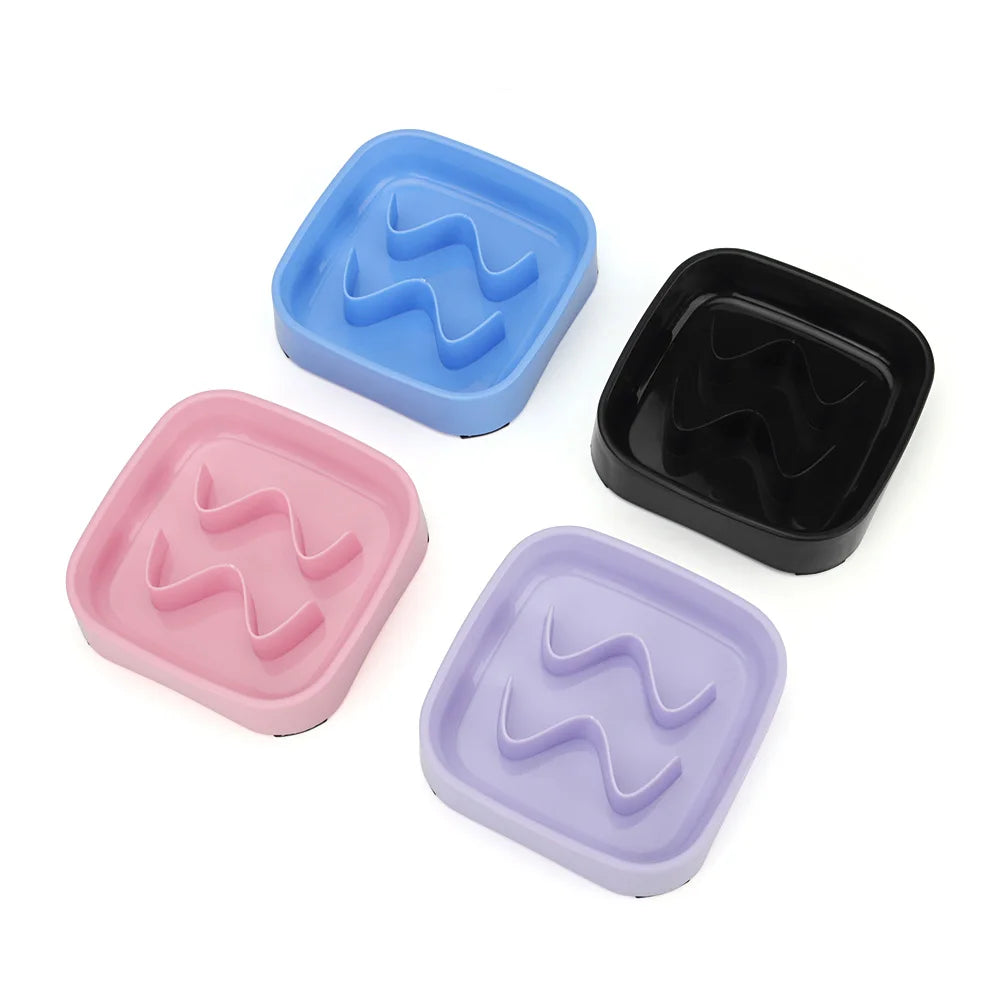 Small Dog Slow Food Bowl Anti Choking Cat Pet Bowl Puppy Feeder Supplies Square/Round