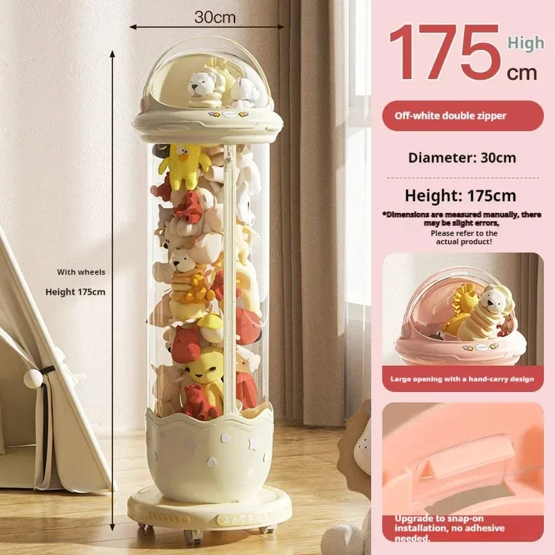 Astronaut Doll Storage Box Children's Plush Toys Storage Boxes Transparent Plastic Stuffed Home Storages Organization Zipper Bin