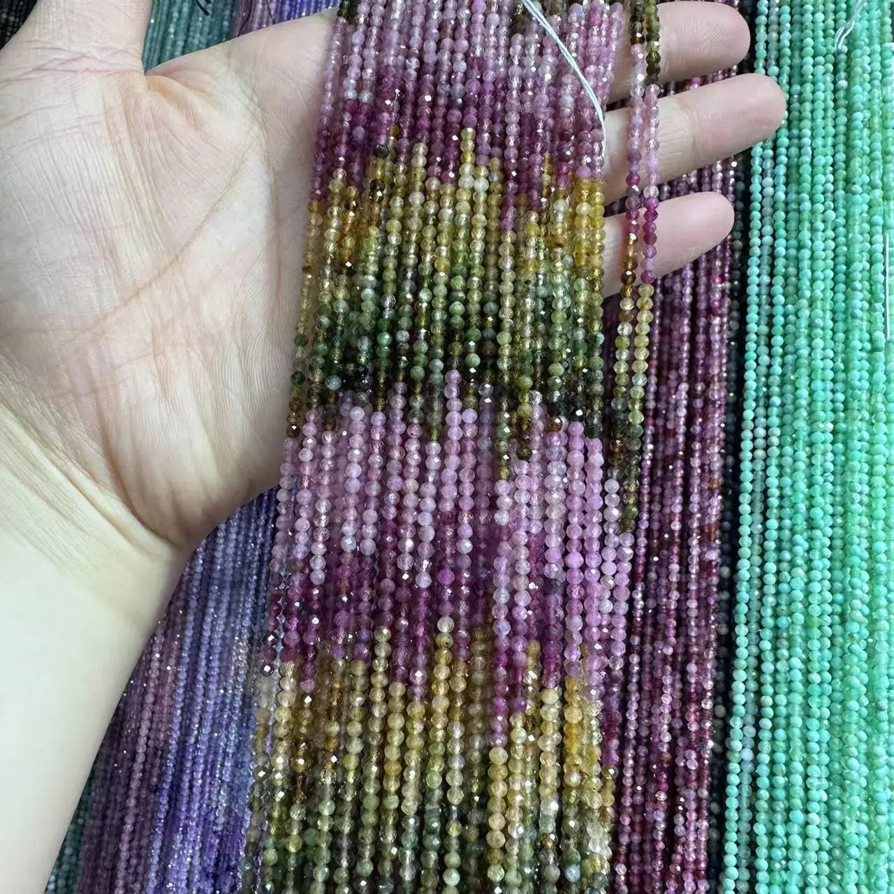 AAA Grade Natural  Rainbow Colorful Tourmaline Slice Loose Bead Jewelry DIY Bracelet Necklace 38cm Manufacturer Wholesale