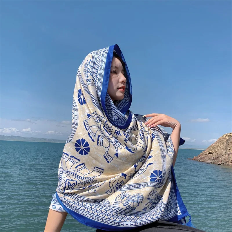 Travel Beach Sunscreen Scarves for Women Bikini Large Sarong Wrap Scarf Brazilian Swimsuit Bathing Cover-ups 17 Styles 90x180cm
