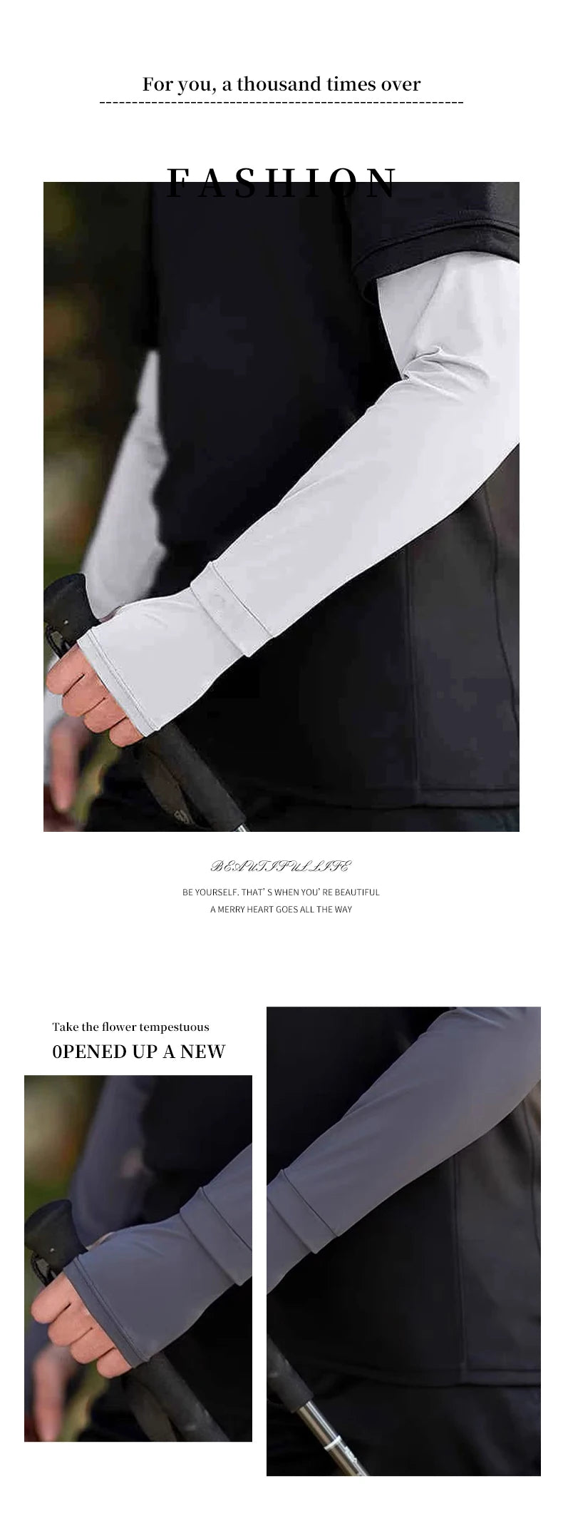 Arm Sleeves with Thumb Hole UV Protection Cooling Arm Sleeves Summer Arm Cover for Sports Workouts Cycling Driving