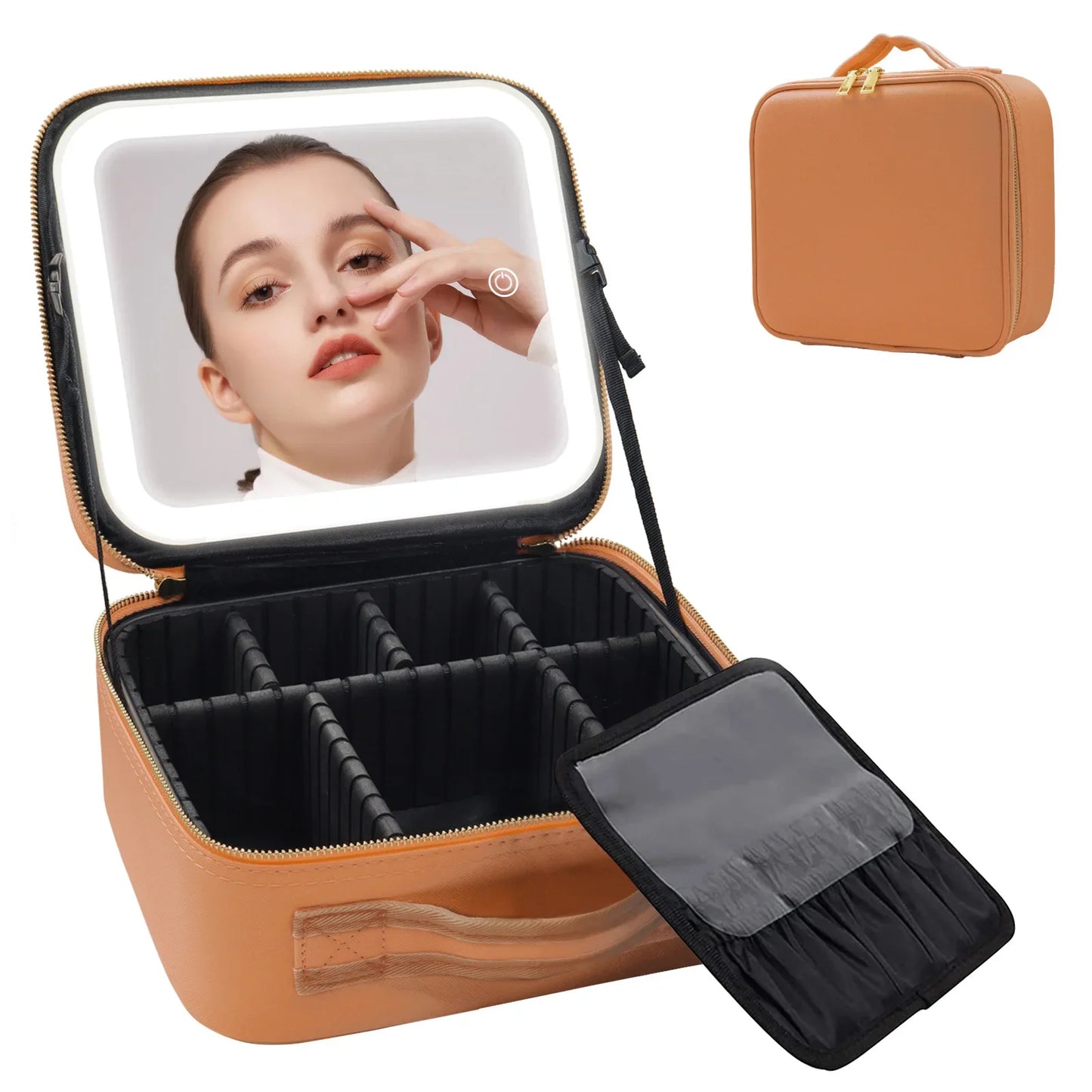 LED Lighted Travel Makeup Bag With Mirror Portable Waterproof Makeup Organizer Cosmetic Case, Birthday Gift For Girls Women