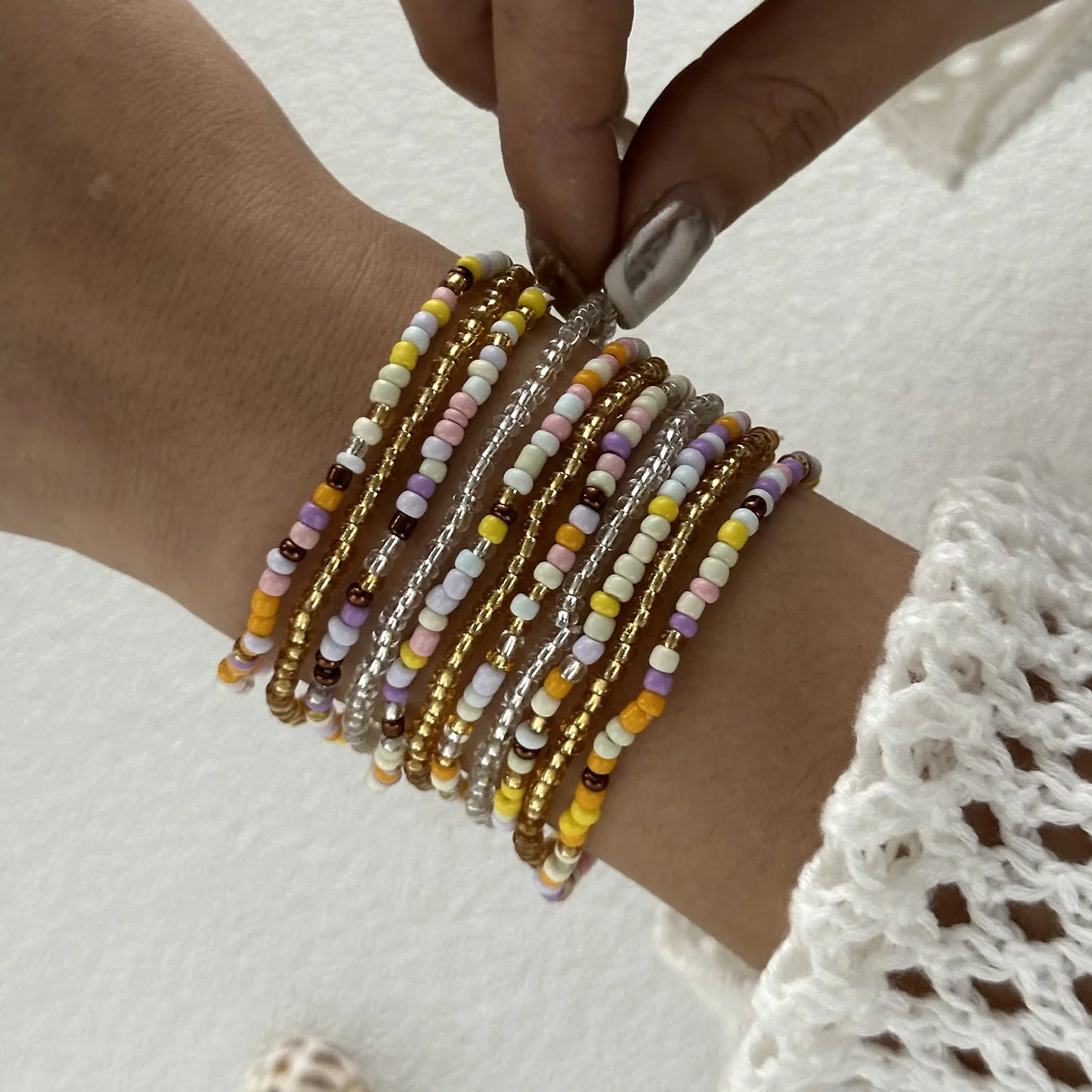 Bohemian Imitation Shell Beads Bracelet For Women Sea Star Turtle Woven Rope Bracelet Handmade Friendship Beach Holiday  Jewelry