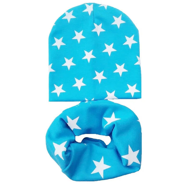 Star Print Cotton Baby Hat Autumn Winter Baby Girls Hat Boys Cap Toddlers Infant Cap Scarf Children Bonnet Hats