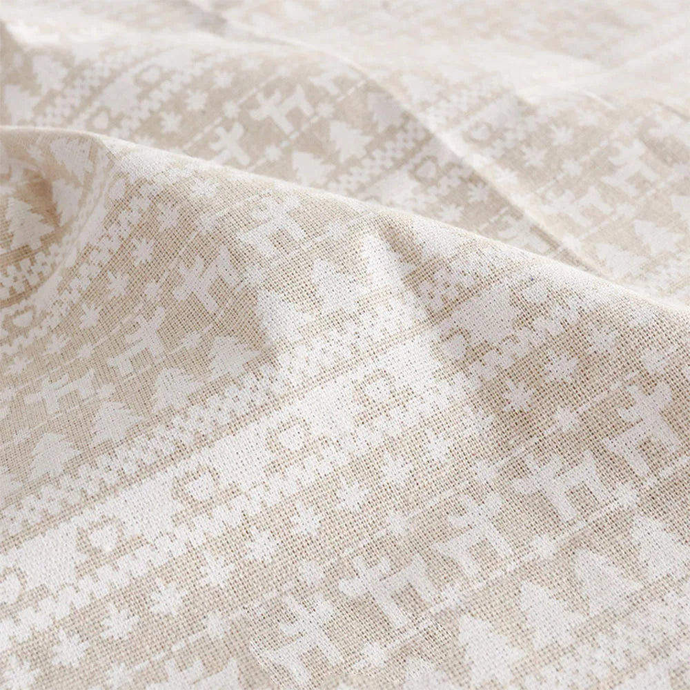 45x145cm Elk Snowflake Printed Linen Cotton Fabric Wrinkle-Resistant for Doll Clothes DIY Quit Sewing Kits Christmas Gift Craft