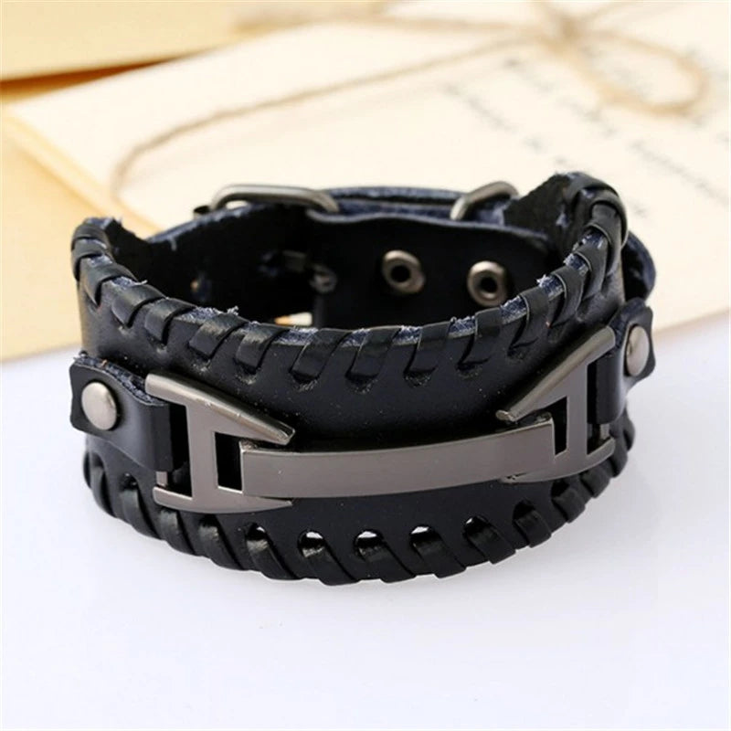 Fashion Punk Leather Bracelet for Men and Women, Small Personality, Retro Couple Accessories, Bracelet, Casual Wrist Strap