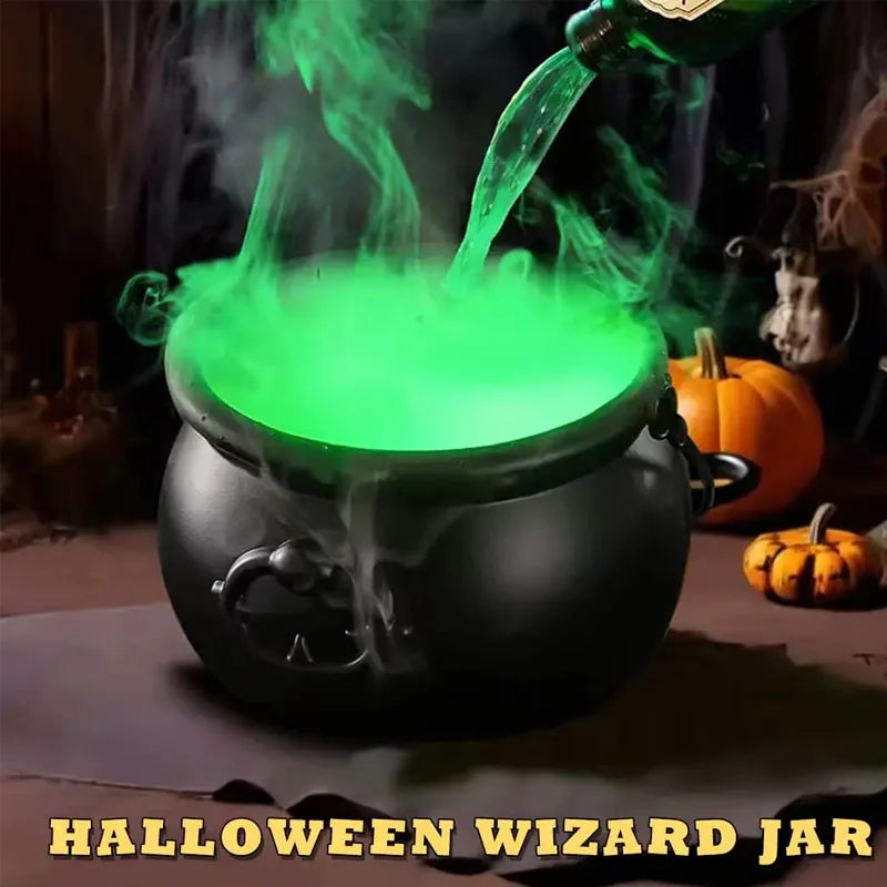 Halloween Witch Cauldron With LED Light & Fog Mist Maker Skeleton Decor for Spooky Hocus Pocus Party, Home, Halloween Party