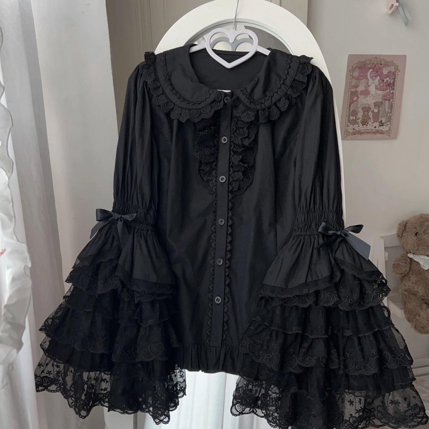 Original Design Lolita Jsk Suspender Dress Sweet Girl Women's Long Sleeve Inner Shirt Cute Princess Sling Cake Dress with Cape