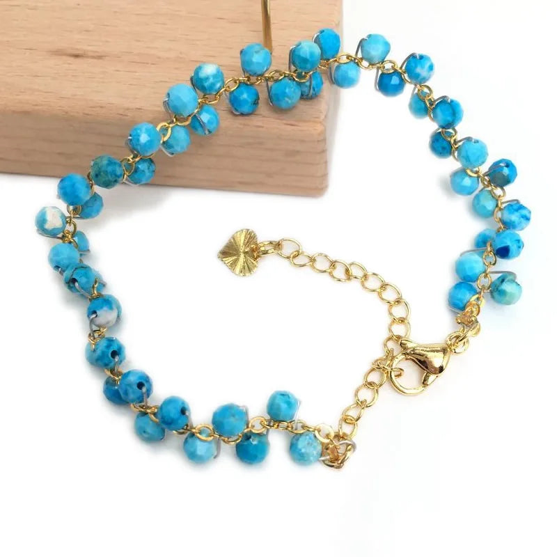 Gold Color 4MM Natural Stone Tourmaline Crystal Quartz Bracelet on Hand for Women Jewelry Party /Wedding Luxury Gift Handwork