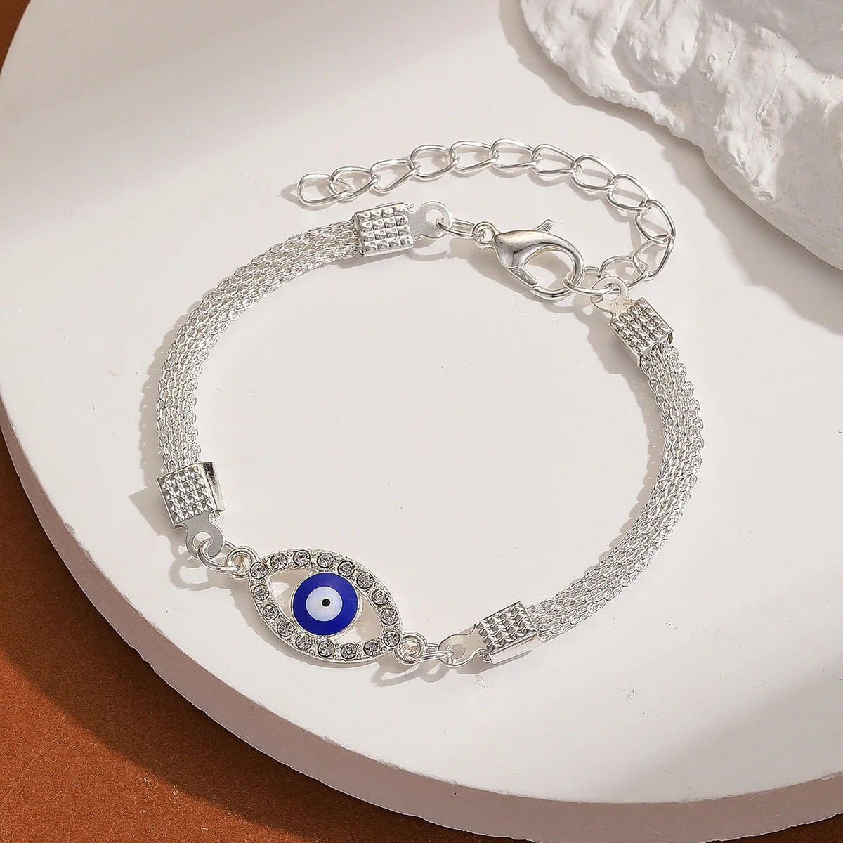 Lucky Silver Plated Blue Eye Evil Eye Bracelet for Women Men Bring Good Luck Bangle Party Adjustable Fashion Jewelry gift