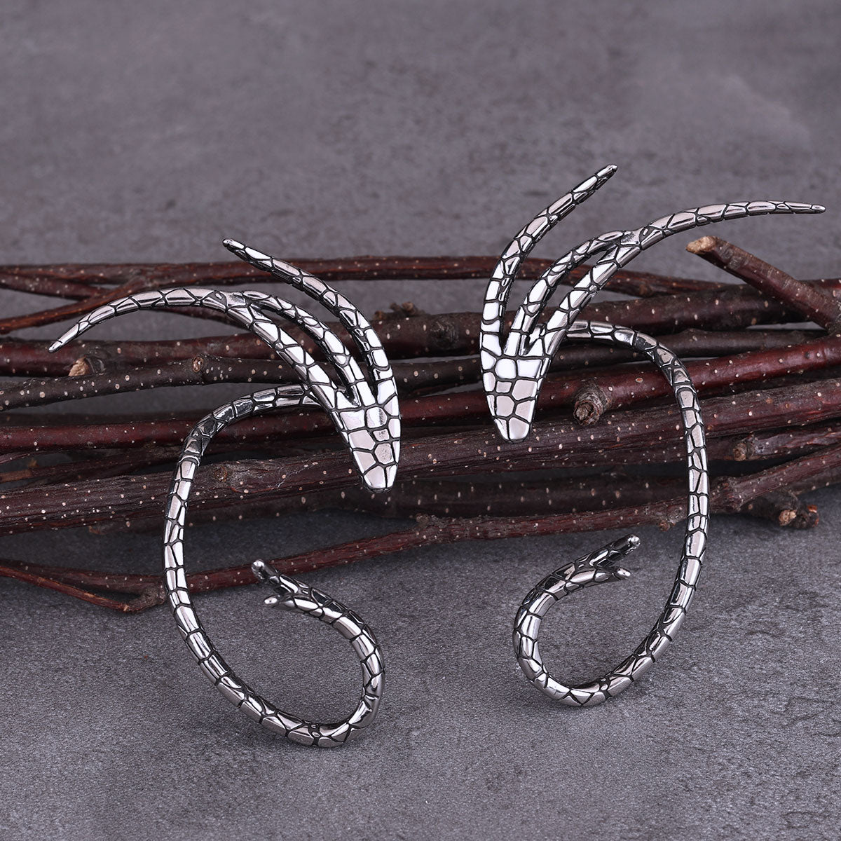 Viking Cobra Men's and Women's Fashion Hip Hop Earrings Stainless Steel Drop Wrap Around Earrings Fashion Personalized Jewelry