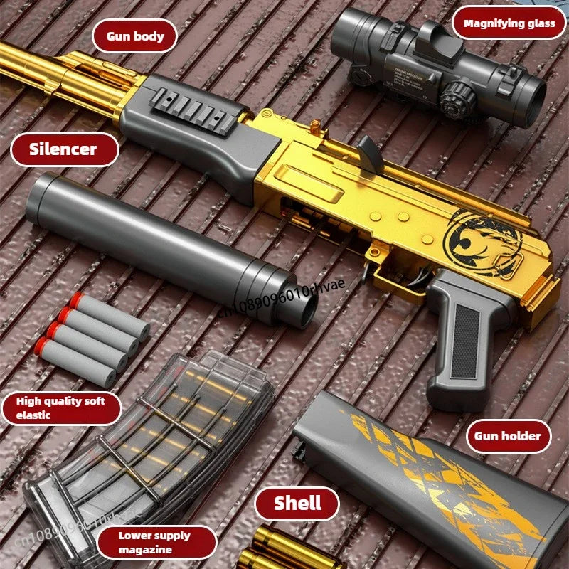 Handi Ak47 Soft-Bullet Gun Can Be Fired Toy Gun Akm Boy Submachine Gun Model Manually Loaded 2025 Christmas Gift