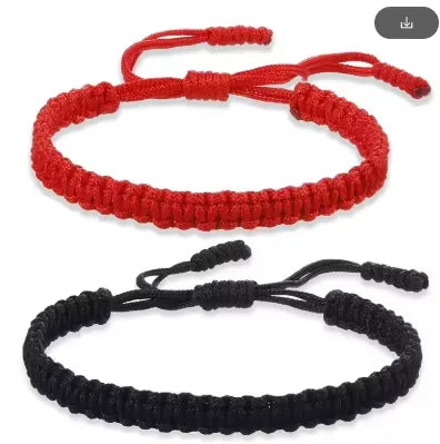 Handmade Black Red thick Rope Knot Bracelet for Women Men Retro Ethnic Style Tibetan Buddha Braid Chain Couple Friendship Jewelr