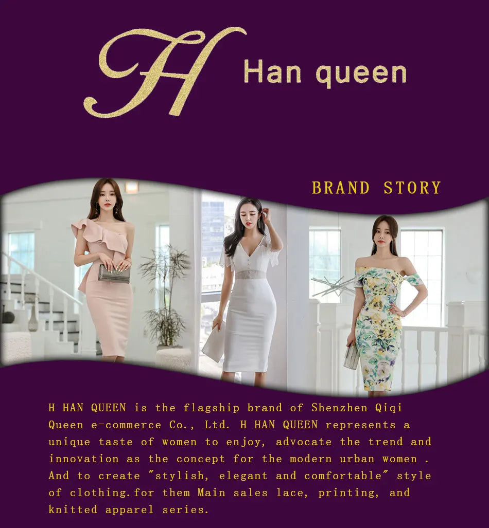 H Han Queen Summer Elegant Chic Lace Dresses Women Korean Retro Vestidos Fashion Color Blocking Office Party Casual Dress