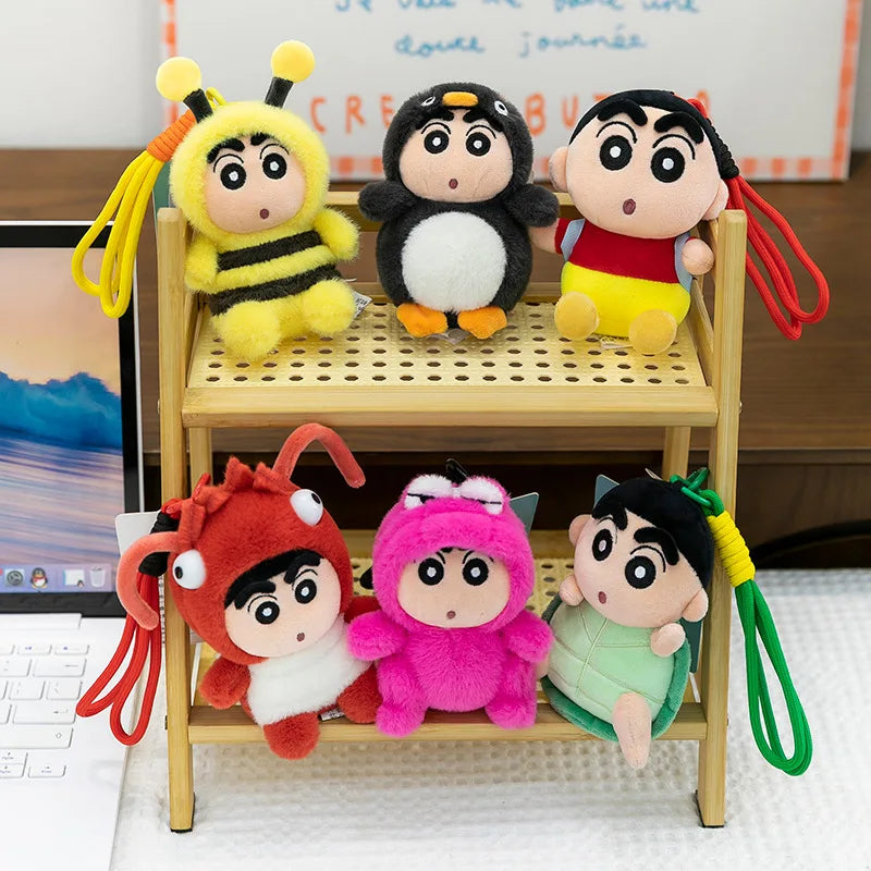 Penguin Crayon Shin-chan Plush Toy Keychain Girl Cute Bee Backpack Pendant Crayfish Doll Car Hanging Decoration Christmas Gift