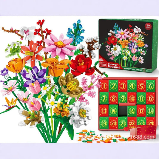 Flower Bouquet Countdown flower bouquet building blocks blind box Christmas gift