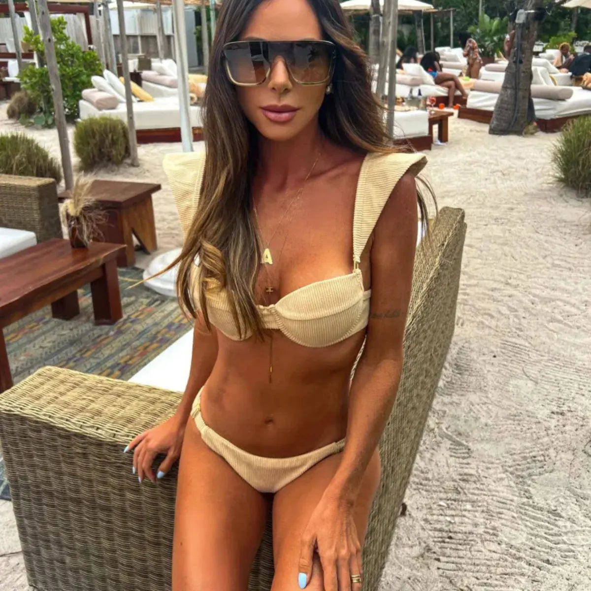 2025 New Sexy Women Three Piece Bikinis Set With Pants Bra See Through Beach Pants Swimsuit Summer Female Vacation Beachwear