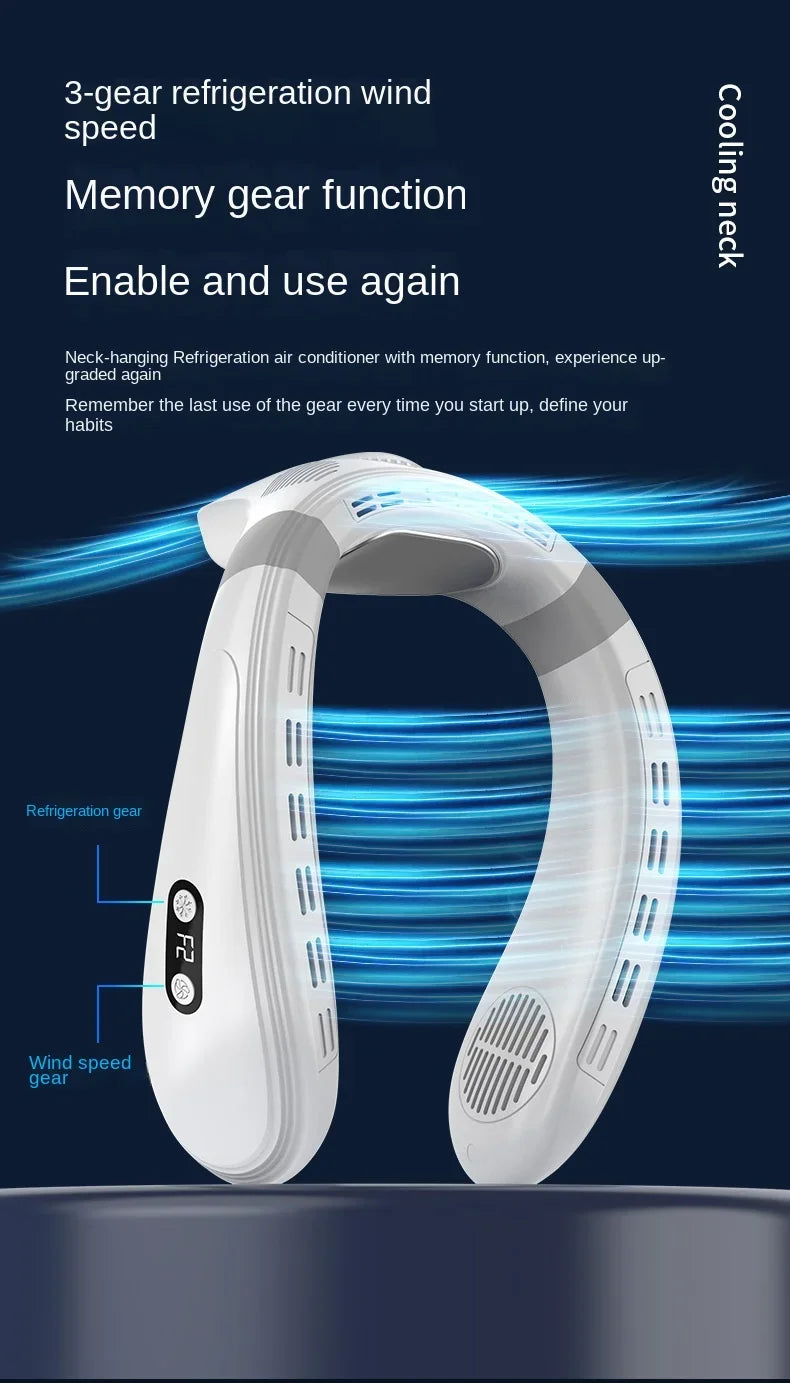 New Neck Air Conditioner Portable Neck Fan Rechargeable Semiconductor Cooling Bladeless Fan Outdoor Personal Fan Wearable Cooler
