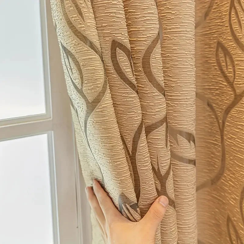 Simple and Casual Style Leaf Cutting Flower Gauze Curtain Suitable for Bedroom Living Room Home Decoration 1PC