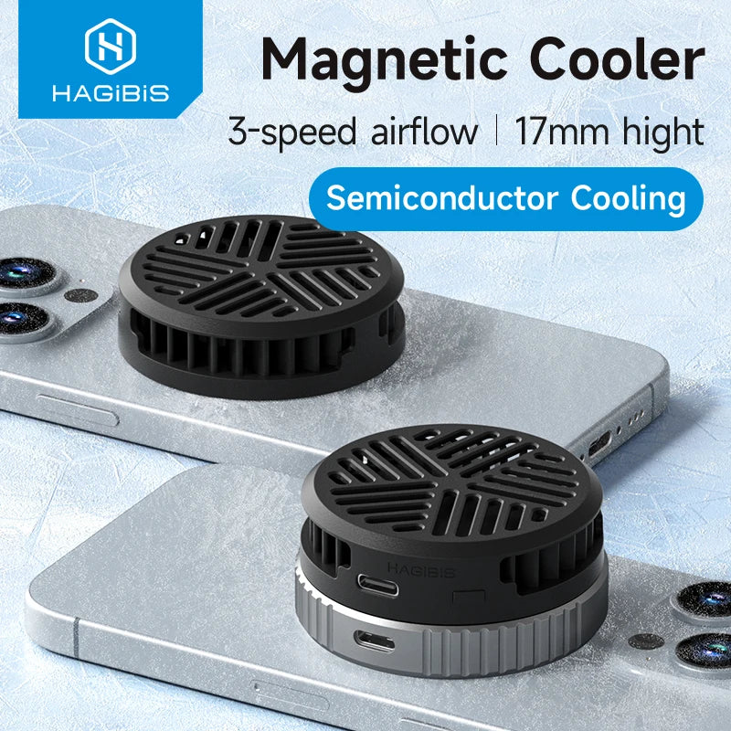 Hagibis Magnetic Cell Phone Cooler Universal Cooling Fan Mobile Phone Radiator for iPhone 15 Pro Black Shark Gaming Live Stream